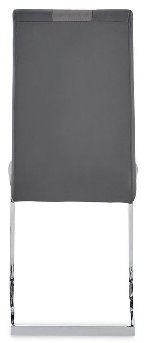 Jaye 5pc Dining Set with Table & 4 Chairs, Glass Top, Pedestal Base, 63\"W - Grey & White