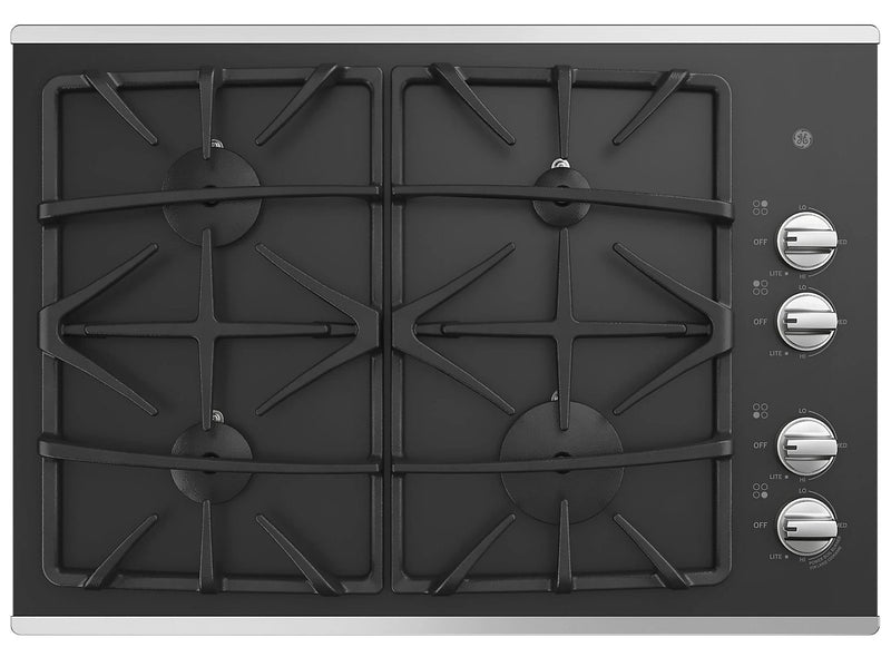 GE 30\" Built-In Gas On Glass Deep-Recessed Stainless Steel Cooktop – JGP5530SLSS
