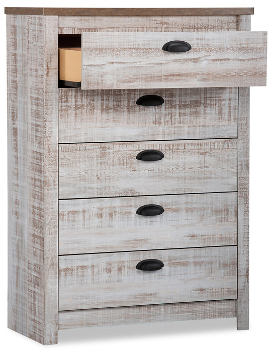 Kaia 5-Drawer Bedroom Chest, 31.38\"W x 45.3\"H, Made in Canada - Whitewash