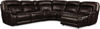 Kimba 6-Piece Leather-Look Fabric Sectional with Left-Facing Power Reclining Chair - Brown
