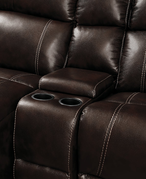 Kimba 6-Piece Leather-Look Fabric Sectional with Left-Facing Power Reclining Chair - Brown