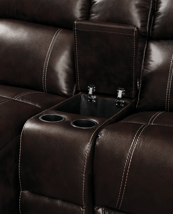Kimba 6-Piece Leather-Look Fabric Sectional with Left-Facing Power Reclining Chair - Brown