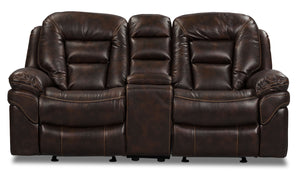 Leo Leath-Aire® Fabric Rocker Reclining Loveseat - Walnut