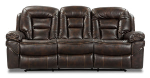 Leo Leath-Aire® Fabric Reclining Sofa - Walnut|Sofa inclinaison Leo en tissu Leath-Aire - noyer|LEO-RS