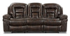 Leo Leath-Aire® Fabric Reclining Sofa - Walnut