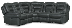 Leo 5-Piece Leath-Aire® Fabric Power Reclining Sectional - Grey | Sofa sectionnel à inclinaison électrique Leo 5 pièces en tissu Leath-Aire - gris | LEOGRPS5