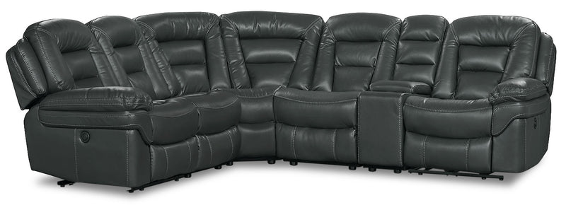 Leo Leath-Aire® Fabric 6-Piece Power Reclining Sectional – Grey - Contemporary style Sectional in Grey