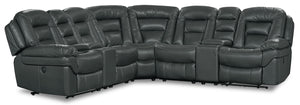 Leo 7-Piece Leath-Aire® Fabric Power Reclining Sectional - Grey