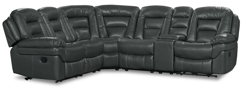 Leo Leath-Aire® Fabric 6-Piece Reclining Sectional – Grey - Contemporary style Sectional in Grey