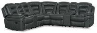 Leo 7-Piece Faux Leather Reclining Sectional with Storage Consoles and Cupholders - Grey 