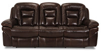 Leo Genuine Leather Reclining Sofa - Walnut 