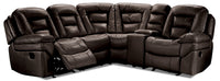 Leo 5-Piece Faux Leather Reclining Sectional with Storage Console and Dual Cupholders - Walnut Brown 