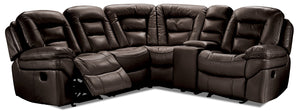Leo 5-Piece Leath-Aire® Fabric Reclining Sectional with Console - Walnut