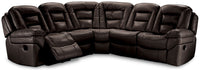 Leo 5-Piece Faux Leather Power Reclining Sectional - Walnut Brown 