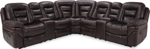 Leo 7-Piece Leath-Aire® Fabric Power Reclining Sectional - Walnut