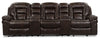 Leo 5-Piece Leath-Aire® Fabric Home Theatre Power Reclining Sectional - Walnut