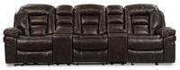 Leo 5-Piece Leath-Aire® Fabric Home Theatre Power Reclining Sectional - Walnut 