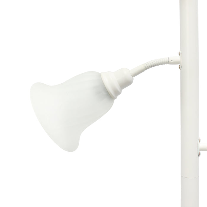 Elegant Designs 3 Light Floor Lamp with Scalloped Glass Shades, White