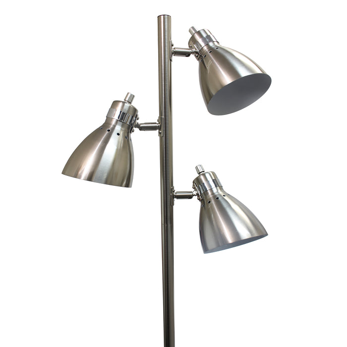 Simple Designs Metal  3-light Tree Floor Lamp, Brushed Nickel Finish