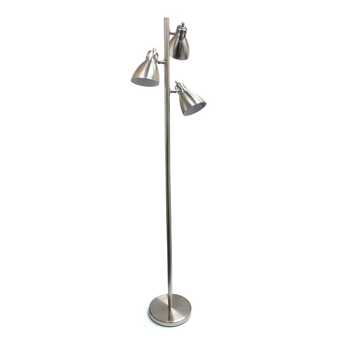 Simple Designs Metal  3-light Tree Floor Lamp, Brushed Nickel Finish