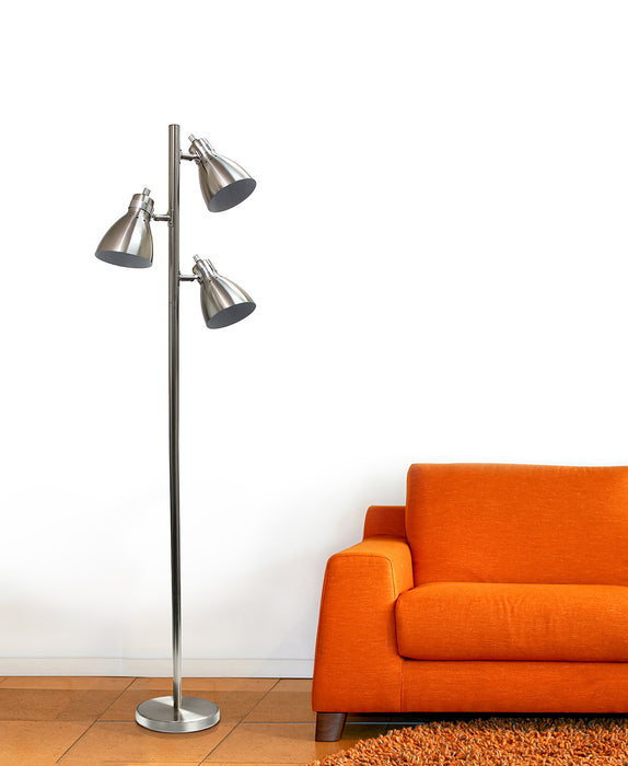 Simple Designs Metal  3-light Tree Floor Lamp, Brushed Nickel Finish