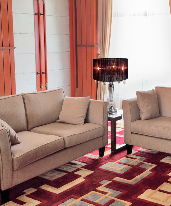 Elegant Designs Trendy Romantic Sheer Shade Table Lamp with Hanging Crystals