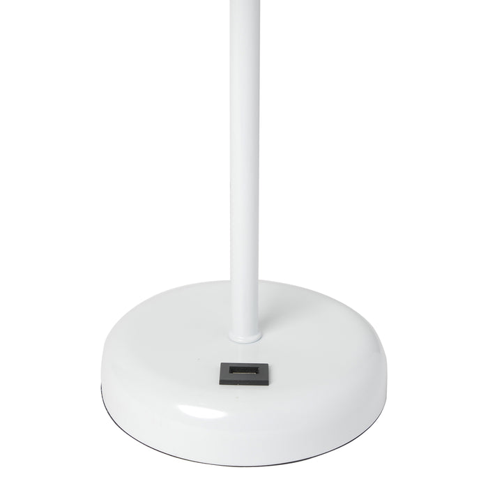 Limelights White Stick Lamp with Usb Charging Port And Fabric Shade, Light Pink Table Lamp