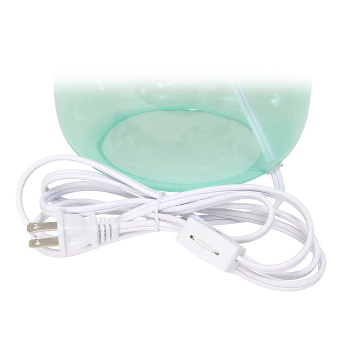 Simple Designs  Glass Table Lamp with Fabric Shade, Aqua with White Shade
