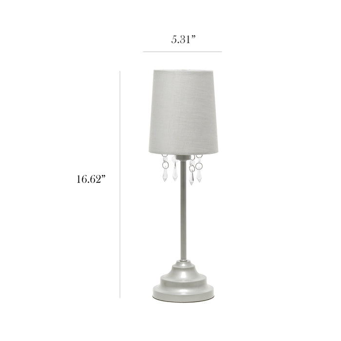 Simple Designs \t\tTable Lamp with Fabric Shade And Hanging Acrylic Beads