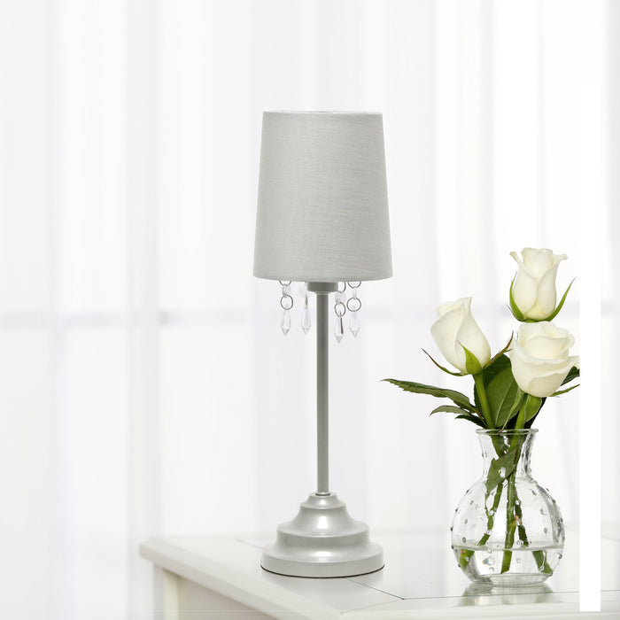 Simple Designs \t\tTable Lamp with Fabric Shade And Hanging Acrylic Beads