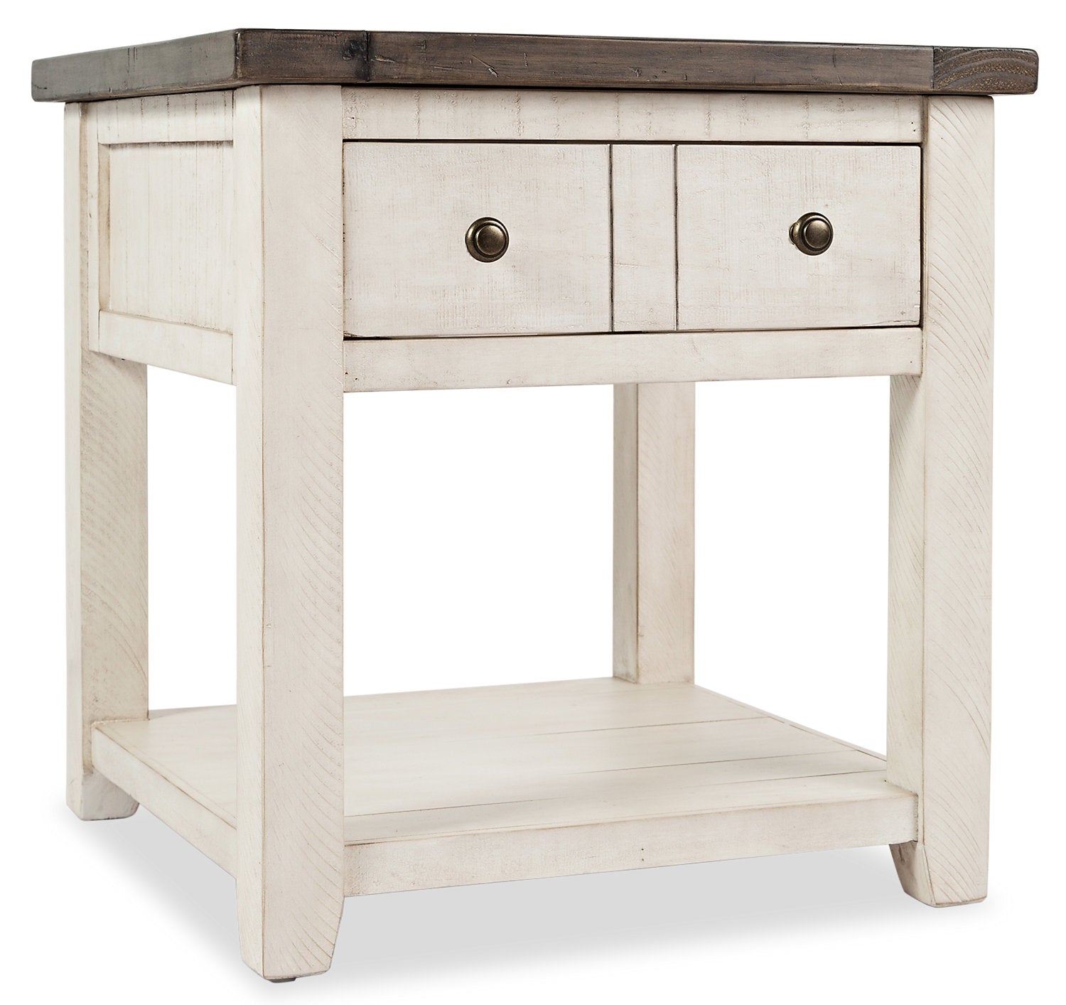 White and wood end table discount