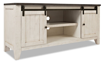 Madison 60" Barn Door TV Stand – White - Rustic, Modern, Contemporary style TV Stand in White Reclaimed Wood