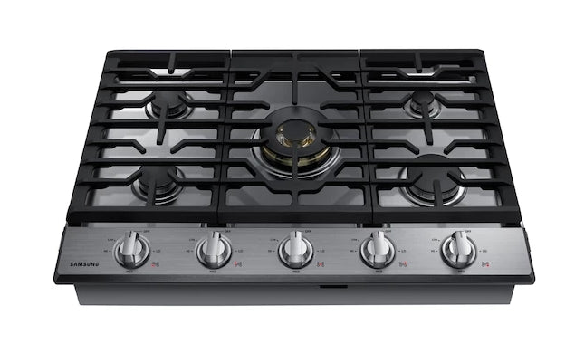 Samsung 30\" 5-Burner Smart Gas Cooktop with 22K BTU Dual Power Burner + Griddle & Wok Grate - Stainless Steel - NA30N7755TS/AA
