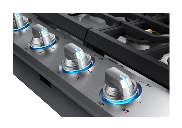 Samsung 30\" 5-Burner Smart Gas Cooktop with 22K BTU Dual Power Burner + Griddle & Wok Grate - Stainless Steel - NA30N7755TS/AA