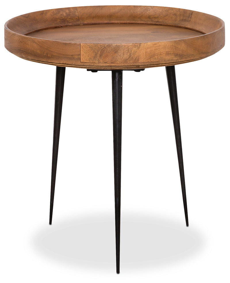 Nashik 20" Accent Table - Retro style End Table in Brown Mango Wood and Metal