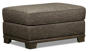 Oakdale Linen-Look Fabric Ottoman - Charcoal|Pouf Oakdale en tissu d'apparence lin - anthracite|OAK2CCOT