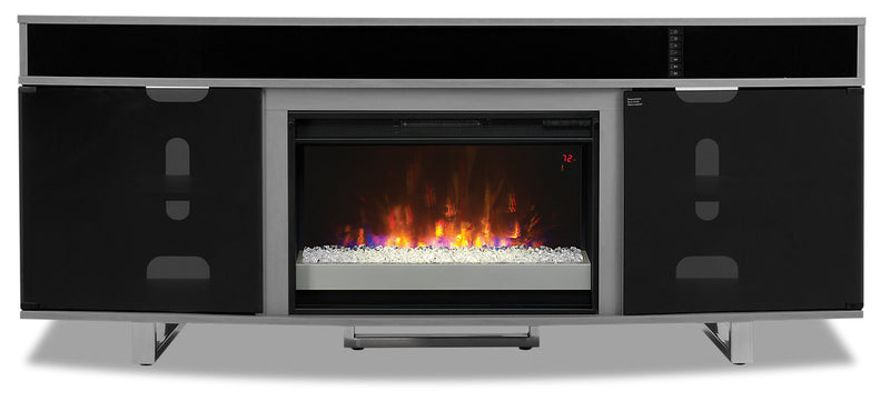 Odesos 72\" Modern Electric Fireplace TV Stand with Storage and Cable Management for TVs up to 80\"- Grey