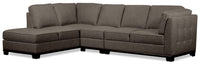 Oakdale 3-Piece Linen-Look Fabric Left-Facing Sectional - Charcoal 