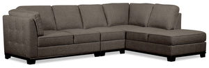 Oakdale 3-Piece Linen-Look Fabric Right-Facing Sectional - Charcoal