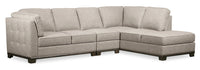 Oakdale 3-Piece Linen-Look Fabric Right-Facing Sectional - Mushroom 