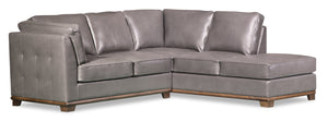 Oakdale 2-Piece Leather-Look Fabric Right-Facing Sectional - Grey | Sofa sectionnel de droite Oakdale 2 pièces en tissu d'apparence cuir - gris | OKLGYRS2