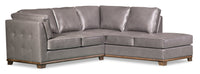 Oakdale 2-Piece Leather-Look Fabric Right-Facing Sectional - Grey 