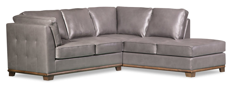 Oakdale 2-Piece Leather-Look Fabric Right-Facing Sectional - Grey - {Contemporary} style Sectional in Grey {Pine}, {Plywood}