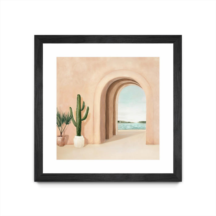 \"Coastal Arch\" Matted and Framed Black 36x36 Wall Art