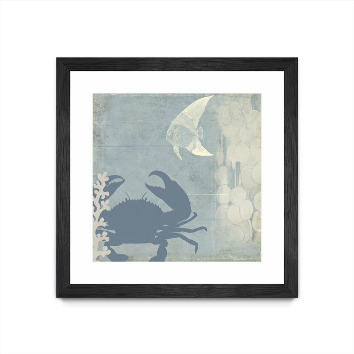 \"Ocean Life Ii\" Matted and Framed Black 36x36 Wall Art