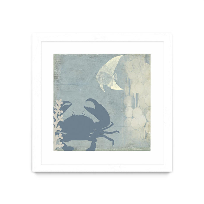 \"Ocean Life Ii\" Matted and Framed White 30x30 Wall Art