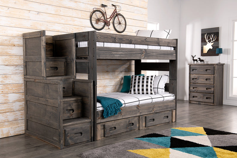 Piper 4-Drawer Bedroom Stairway Chest for Kids, 21\"W - Driftwood Grey
