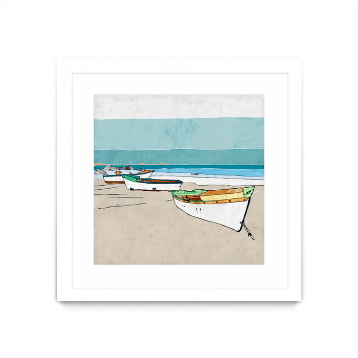 \"Lined Up\" Matted and Framed White 36x36 Wall Art