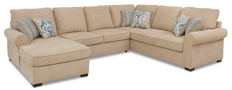 Randal 3-Piece Fabric Left-Facing Sleeper Sectional with Storage Chaise - Taupe