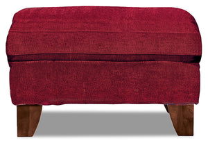 Reese Chenille Ottoman - Red|Pouf Reese en chenille - rouge|REESER-O